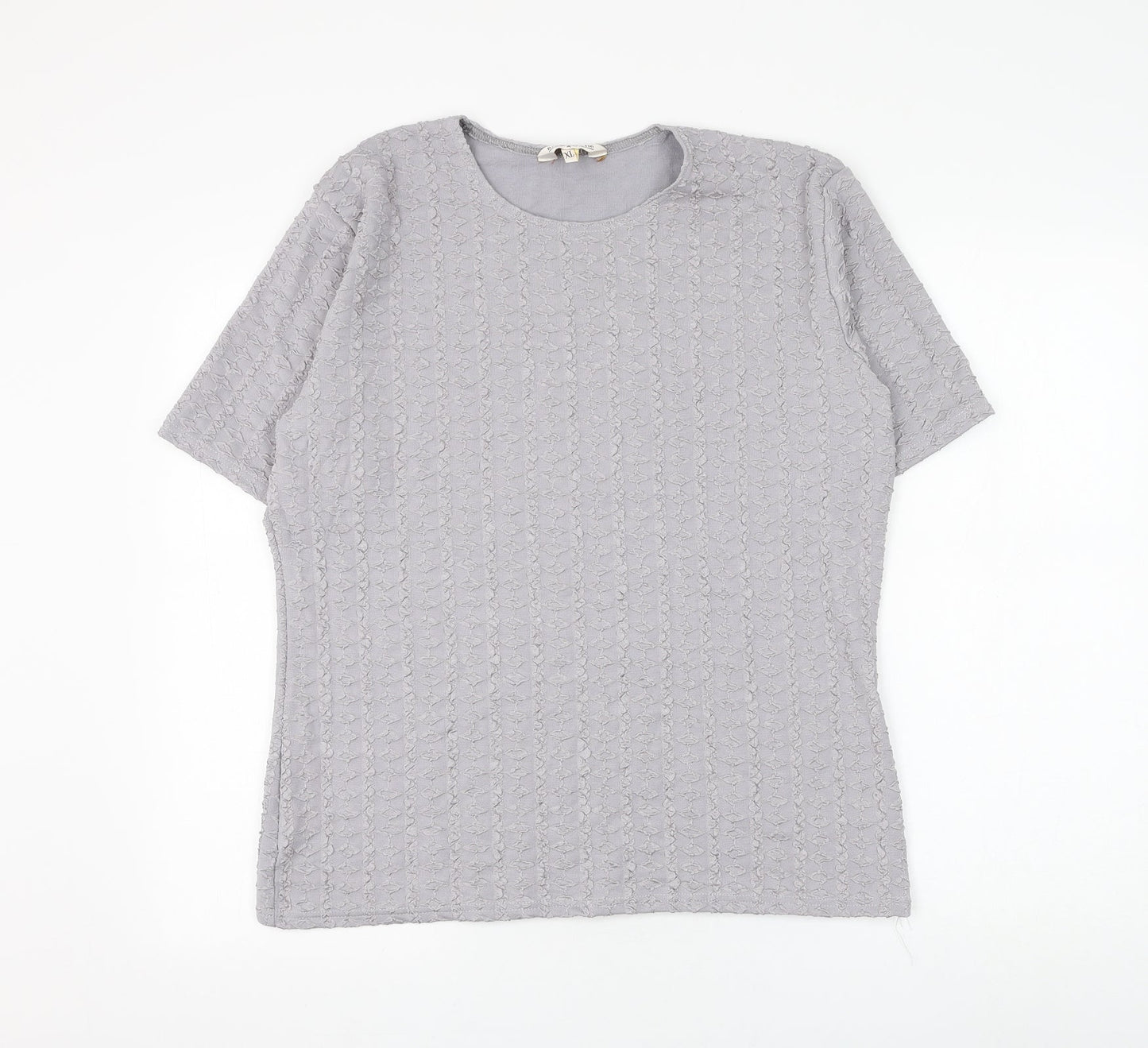Bonmarché Womens Grey Geometric Polyester Basic Blouse Size XL Round Neck