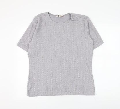 Bonmarché Womens Grey Geometric Polyester Basic Blouse Size XL Round Neck