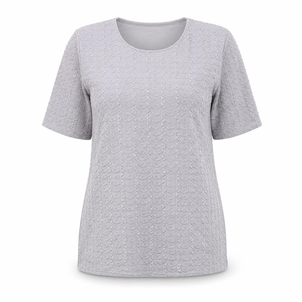 Bonmarché Womens Grey Geometric Polyester Basic Blouse Size XL Round Neck