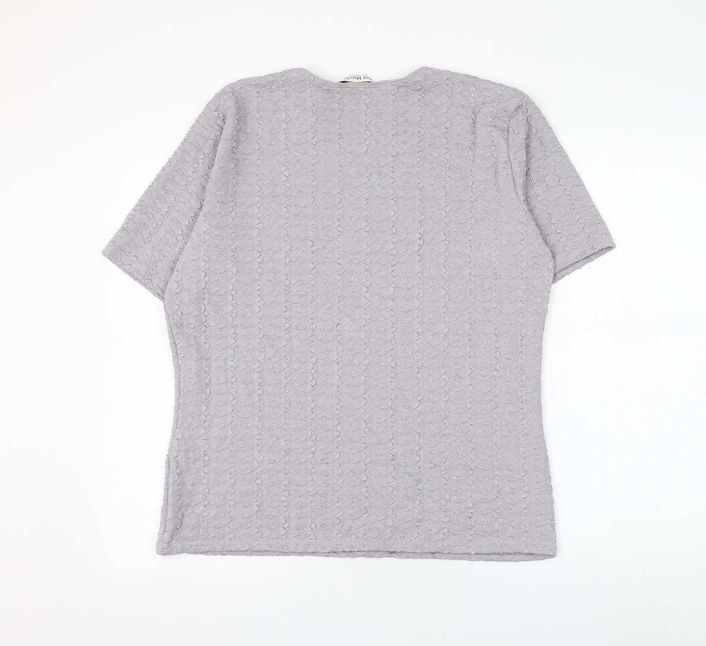 Bonmarché Womens Grey Geometric Polyester Basic Blouse Size XL Round Neck