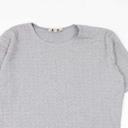 Bonmarché Womens Grey Geometric Polyester Basic Blouse Size XL Round Neck