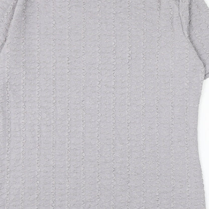 Bonmarché Womens Grey Geometric Polyester Basic Blouse Size XL Round Neck