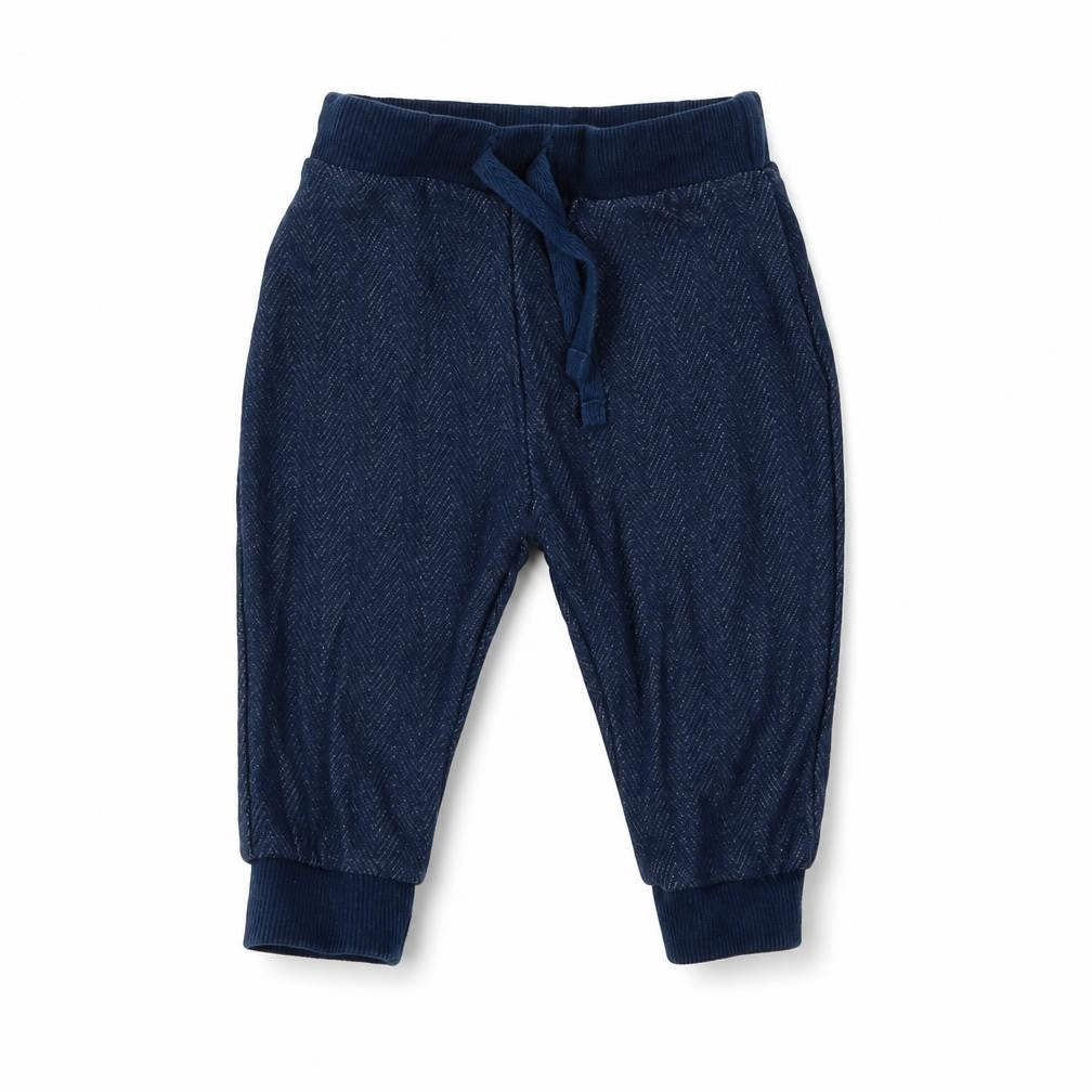 F&F Boys Blue Cotton Jogger Trousers Size 3-6 Months Drawstring