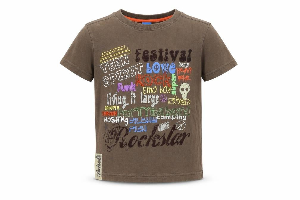 Adams Boys Brown Cotton Basic T-Shirt Size 4 Years Round Neck Pullover - Festival