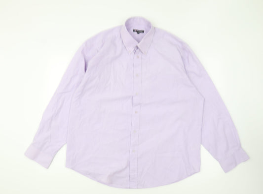 Precision Mens Purple Polyester Button-Up Size 16 Collared Button