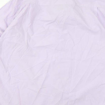 Precision Mens Purple Polyester Button-Up Size 16 Collared Button
