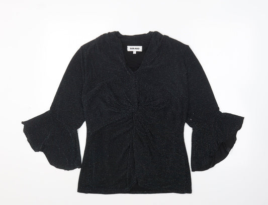 Gerard Womens Blue Polyester Basic Blouse Size 14 V-Neck