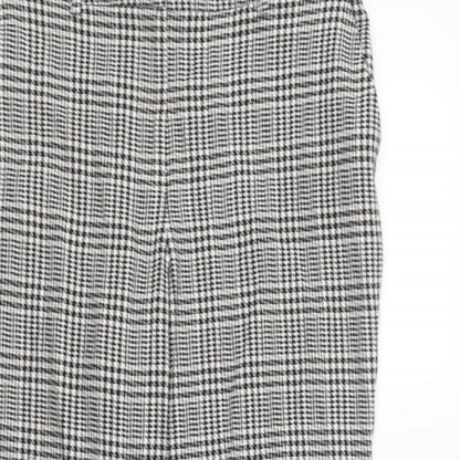 Dorothy Perkins Womens Black Geometric Polyester Trousers Size 12 L25 in Regular Button - Houndstooth