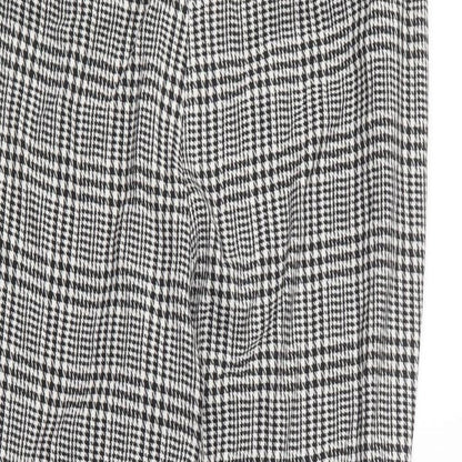 Dorothy Perkins Womens Black Geometric Polyester Trousers Size 12 L25 in Regular Button - Houndstooth