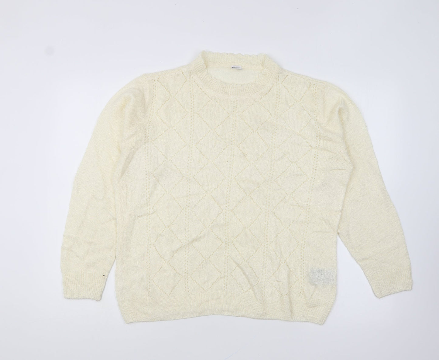 Preworn Womens Ivory High Neck Polyacrylate Fibre Pullover Jumper Size 16
