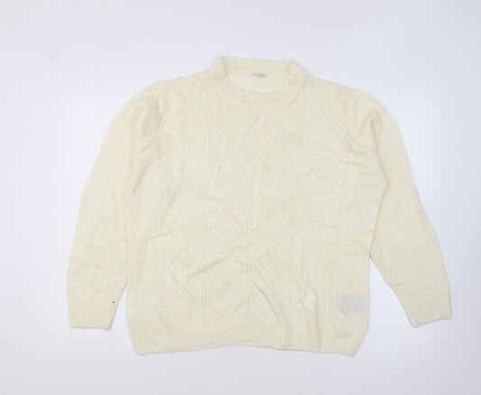 Preworn Womens Ivory High Neck Polyacrylate Fibre Pullover Jumper Size 16