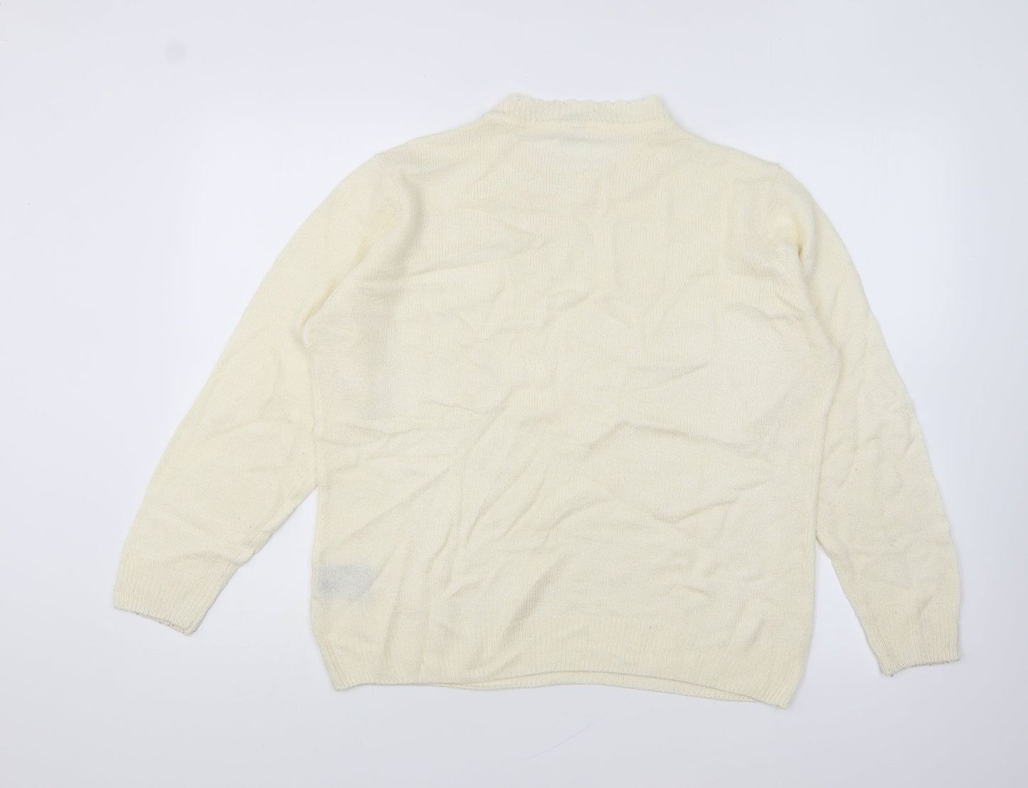 Preworn Womens Ivory High Neck Polyacrylate Fibre Pullover Jumper Size 16