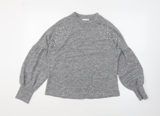 Savida Womens Grey Round Neck Polyester Pullover Jumper Size M