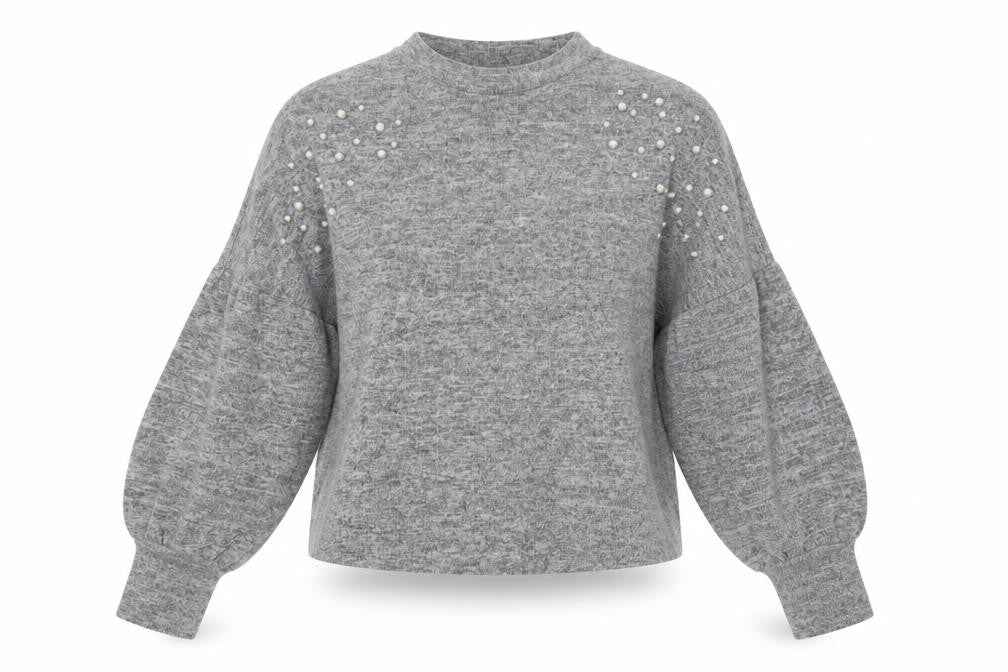 Savida Womens Grey Round Neck Polyester Pullover Jumper Size M