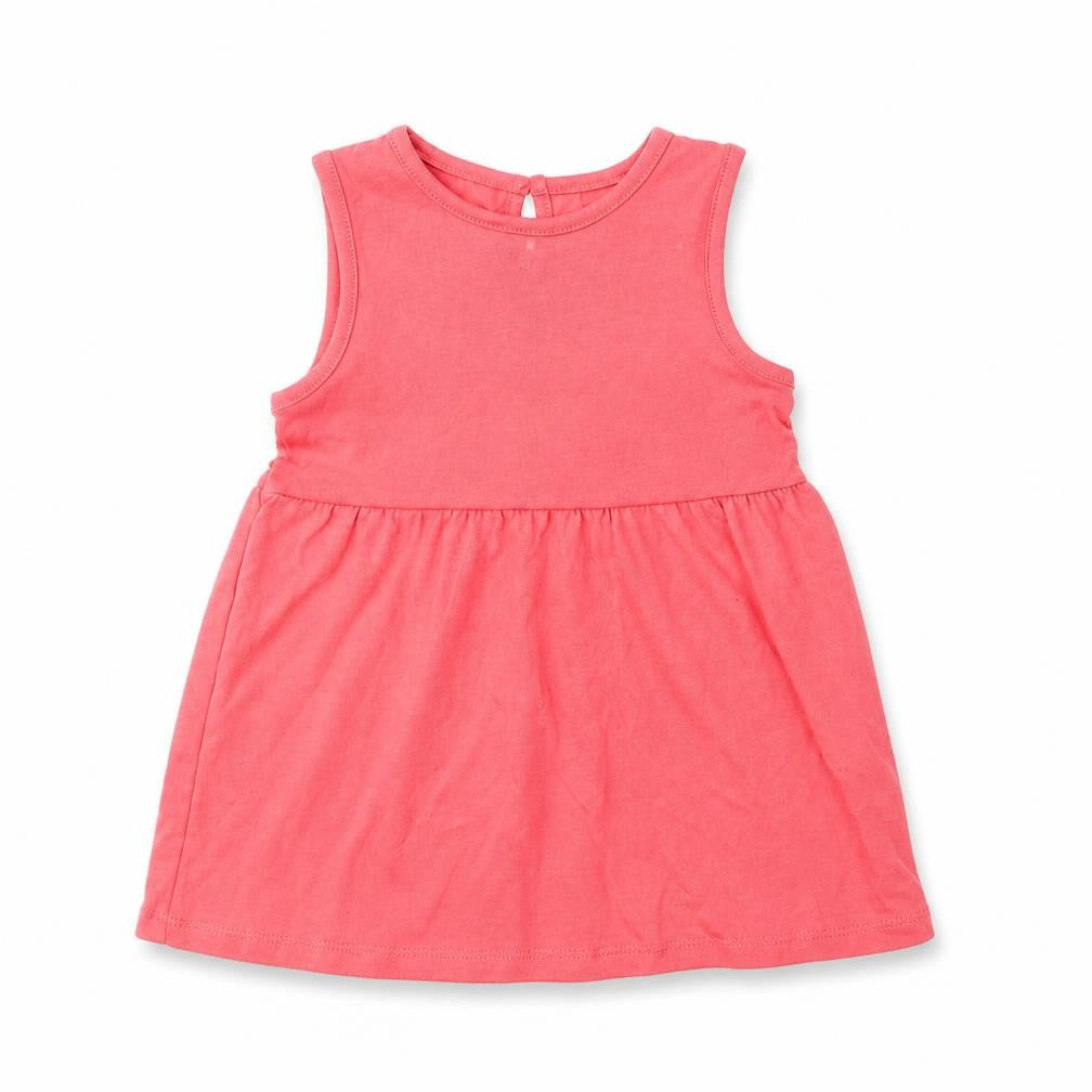 F&F Girls Pink Cotton Skater Dress Size 6-9 Months Round Neck Button