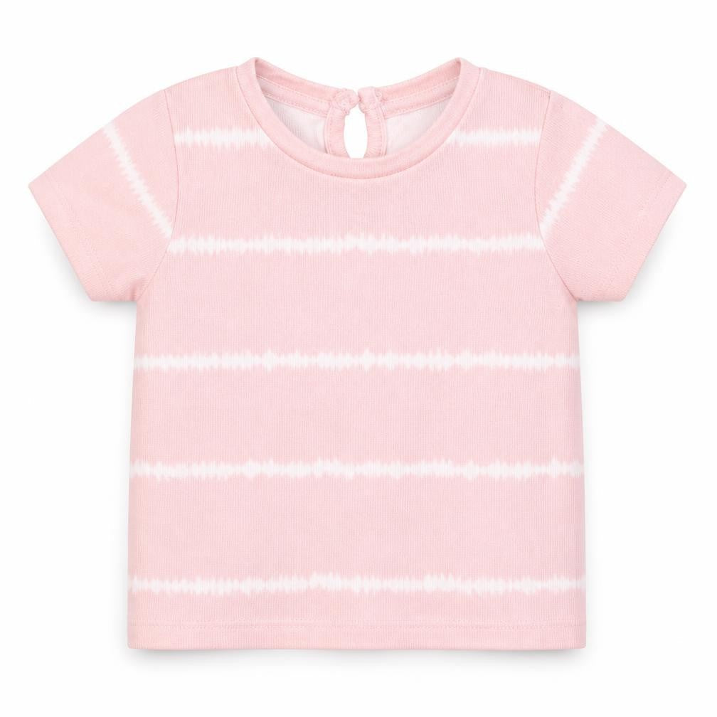 Matalan Girls Pink Striped Polyester Basic T-Shirt Size 3-6 Months Round Neck Pullover - Tie Dye