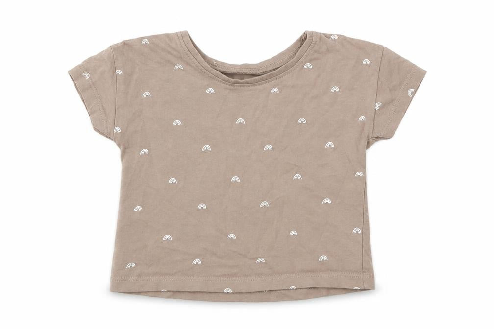 George Girls Brown Geometric Cotton Basic T-Shirt Size 3-6 Months Round Neck Pullover - Rainbow