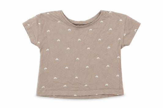 George Girls Brown Geometric Cotton Basic T-Shirt Size 3-6 Months Round Neck Pullover - Rainbow