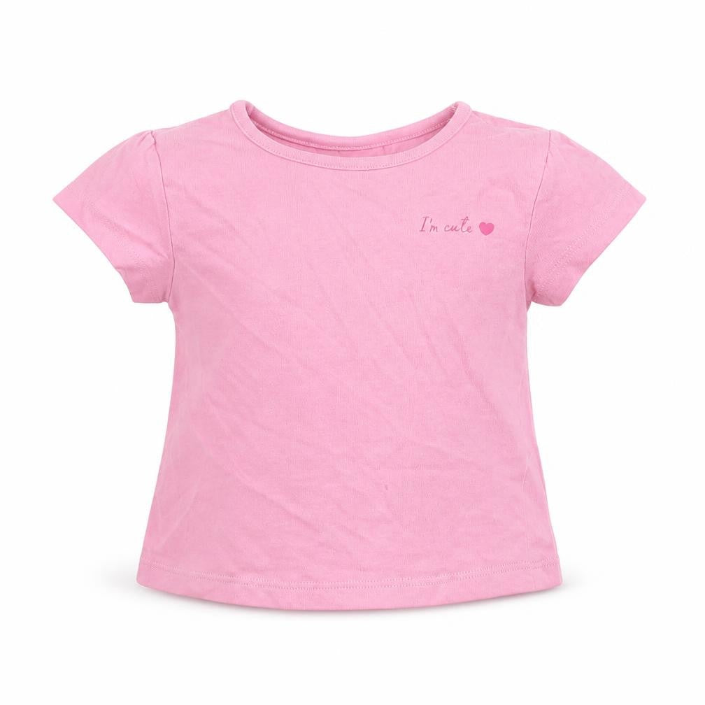 Studio Girls Pink Cotton Basic T-Shirt Size 6-9 Months Round Neck Pullover - I'm Cute