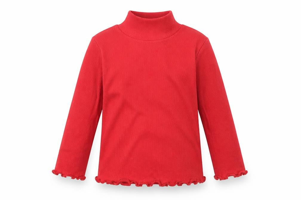 Dunnes Stores Girls Red Cotton Basic Casual Size 12-18 Months High Neck Pullover - Ribbed Fabric
