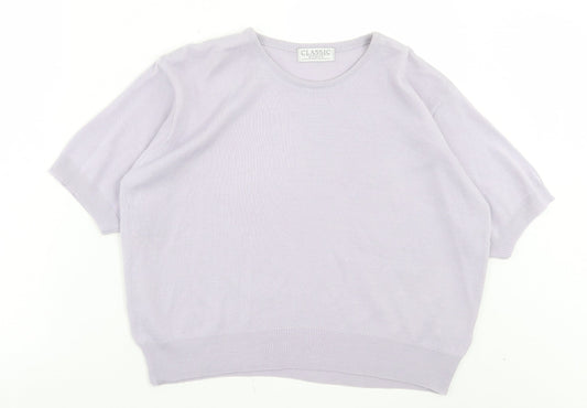Classic Womens Purple Crew Neck Acrylic Pullover Jumper Size 18