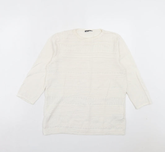 Warehouse Womens White Crew Neck Viscose Pullover Jumper Size 12