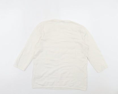 Warehouse Womens White Crew Neck Viscose Pullover Jumper Size 12