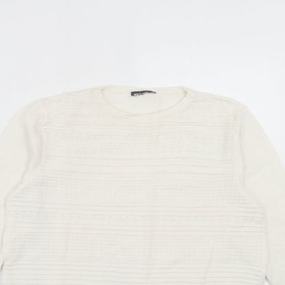 Warehouse Womens White Crew Neck Viscose Pullover Jumper Size 12