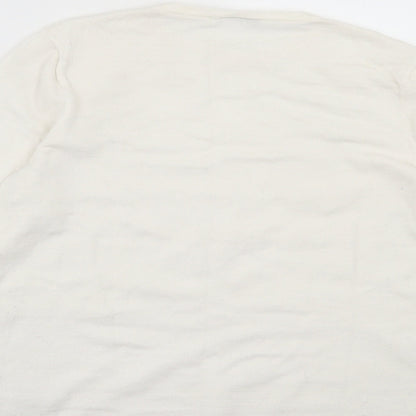 Warehouse Womens White Crew Neck Viscose Pullover Jumper Size 12