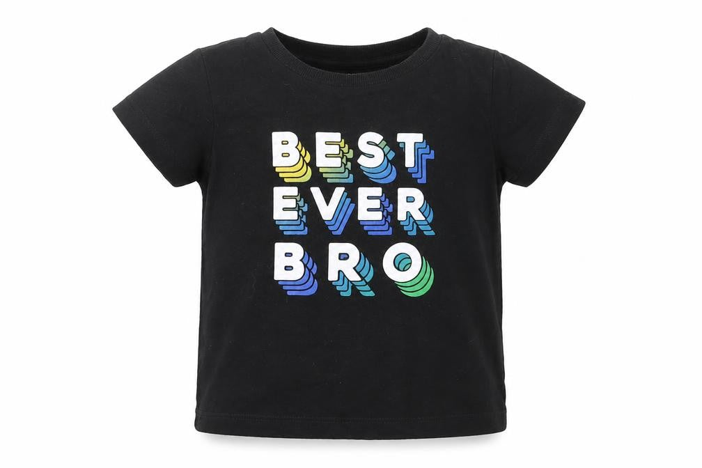 Next Boys Black Cotton Basic T-Shirt Size 9-12 Months Crew Neck Pullover - Best Ever Bro