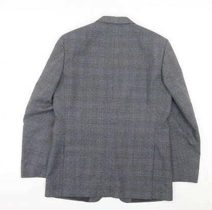 C&A Mens Grey Plaid Wool Jacket Suit Jacket Size 40