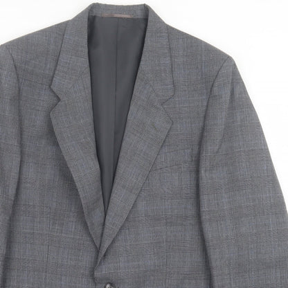 C&A Mens Grey Plaid Wool Jacket Suit Jacket Size 40