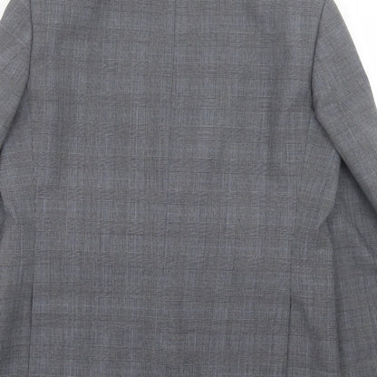 C&A Mens Grey Plaid Wool Jacket Suit Jacket Size 40