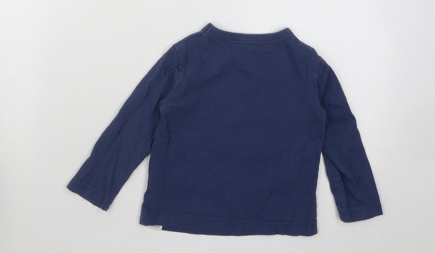 Gap Boys Blue Cotton Basic T-Shirt Size 18-24 Months Round Neck Pullover - Fire Engine