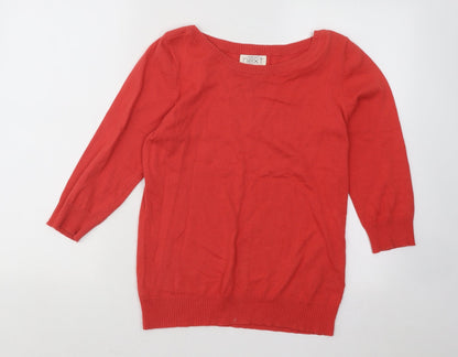 Next Womens Red Boat Neck Acrylic Pullover Jumper Size 12