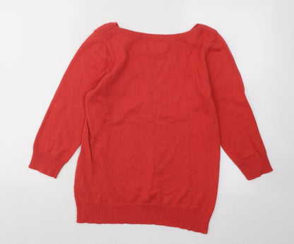 Next Womens Red Boat Neck Acrylic Pullover Jumper Size 12