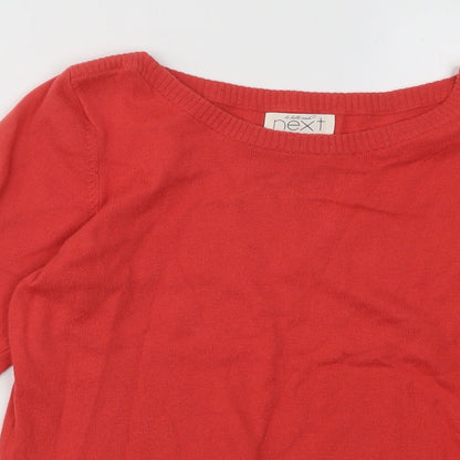 Next Womens Red Boat Neck Acrylic Pullover Jumper Size 12