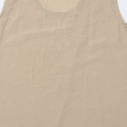 Michael Gold Womens Beige Polyester Basic Tank Size 2XL Round Neck