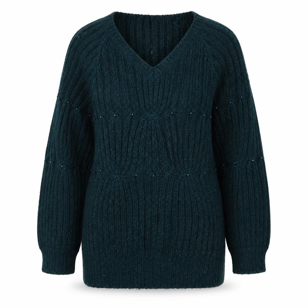 Dunnes Stores Womens Green V-Neck Acrylic Pullover Jumper Size 10