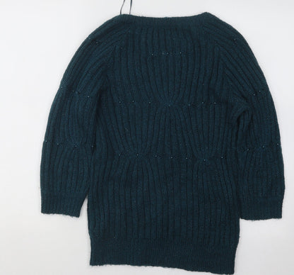Dunnes Womens Green V-Neck Acrylic Pullover Jumper Size 10