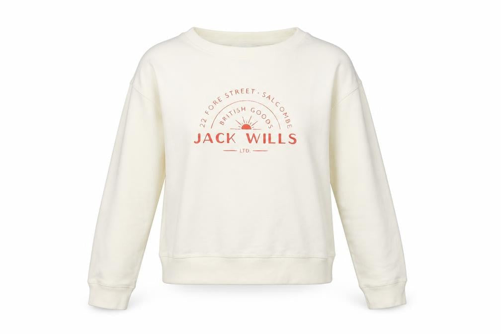 Jack Wills Womens White Cotton Pullover Sweatshirt Size 6 Pullover