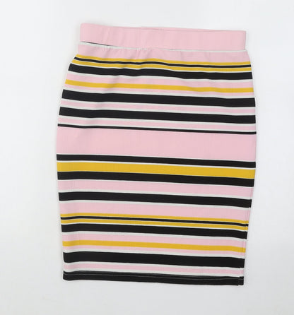 Noisy May Womens Multicoloured Striped Polyester Straight & Pencil Skirt Size M