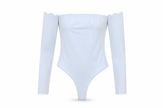 By Egreis Womens Blue Viscose Bodysuit One-Piece Size XS Zip - Scalloped Edging