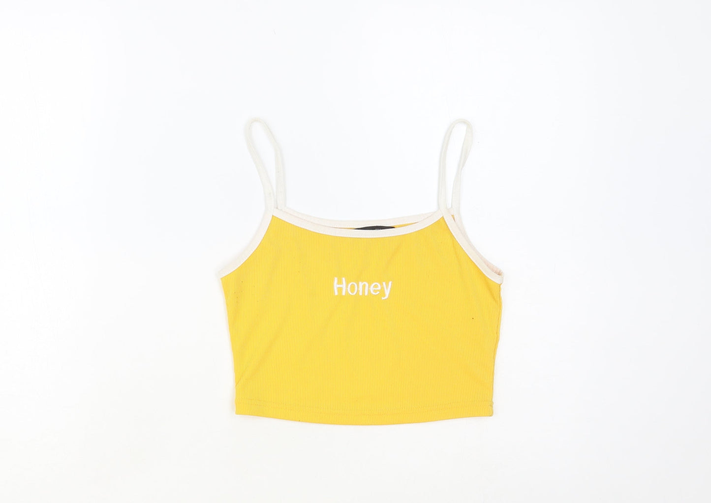 SheIn Womens Yellow Polyester Cropped Tank Size S Square Neck - Honey