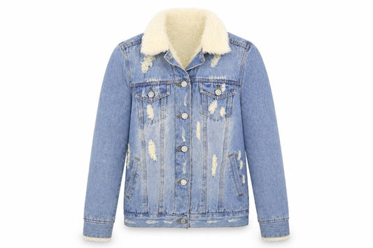 Denim & Co. Womens Blue Jacket Size 6 Button - Fluffy Lining