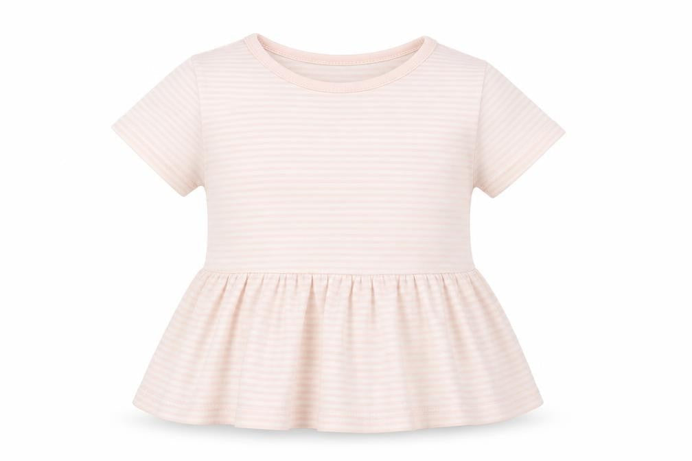 George Girls Pink Striped Cotton Basic T-Shirt Size 4-5 Years Crew Neck Pullover
