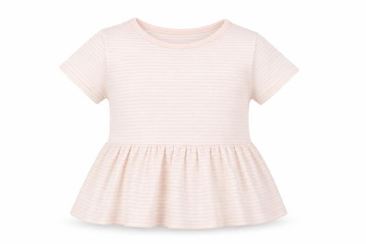 George Girls Pink Striped Cotton Basic T-Shirt Size 4-5 Years Crew Neck Pullover