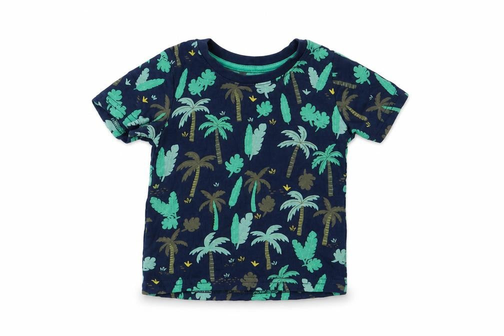 Primark Baby Blue Geometric Cotton Pullover T-Shirt Size 9-12 Months Crew Neck Pullover - Palm Tree Print
