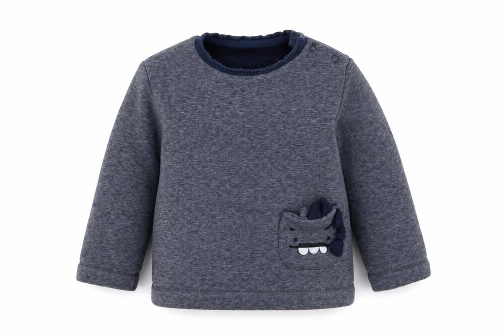 George Baby Blue Polyester Pullover Jumper Size 12-18 Months Snap - Dinosaur Pocket