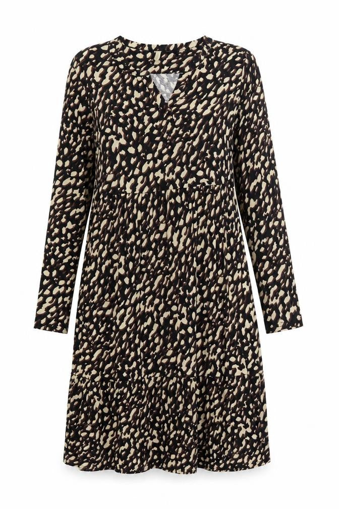 Soyaconcept Womens Black Geometric Cotton A-Line Size M V-Neck Pullover
